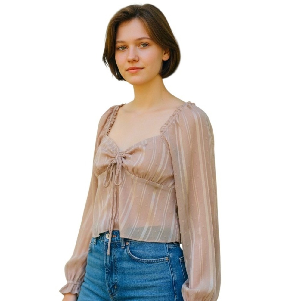 Kirious Swiss Dot Babydoll Womens Size Small‎ Rushed Y2k Fairygrunge Indie Top